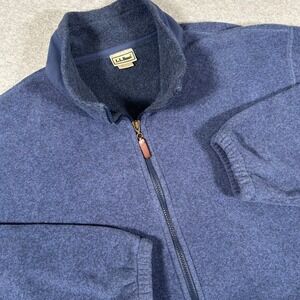 Vintage L.L.Bean Fleece Mens L Blue Full Zip‎ Jacket Made In USA 90s Y2K Boxy